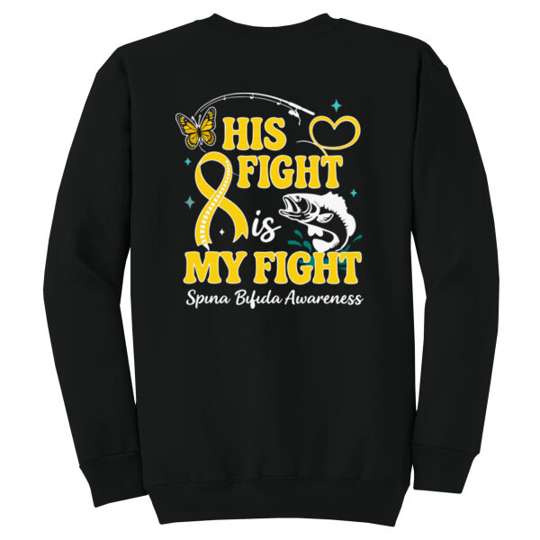 Spina Bifida Awareness Front & Back Print on a Port & Co. ® - Core Fleece Crewneck Sweatshirt Thumbnail