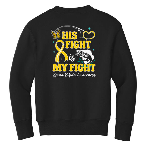 Spina Bifida Awareness Front & Back Print on a Port & Co. ® - Youth Core Fleece Crewneck Sweatshirt Thumbnail